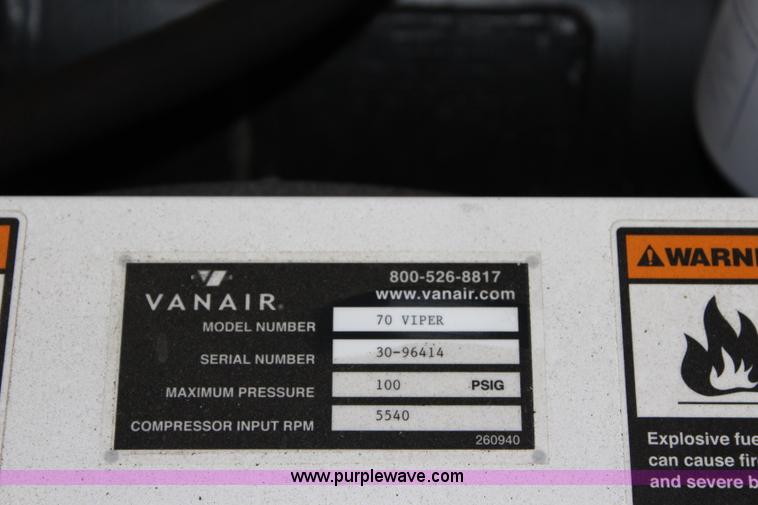 image for item BQ9458 Vanair Viper 70 air compressor