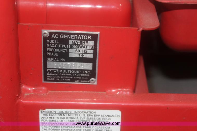 image for item BQ9475 Multiquip GA-6HB generator
