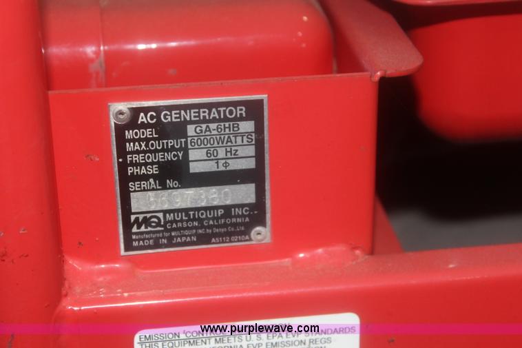 image for item BQ9478 Multiquip GA-6HB generator