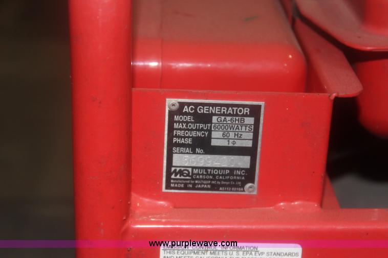 image for item BQ9479 Multiquip GA-6HB generator