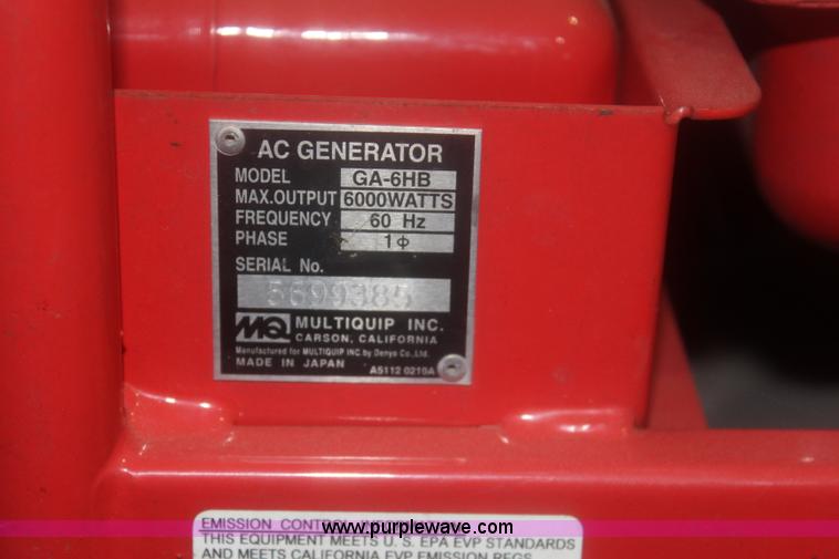 image for item BQ9480 Multiquip GA-6HB generator