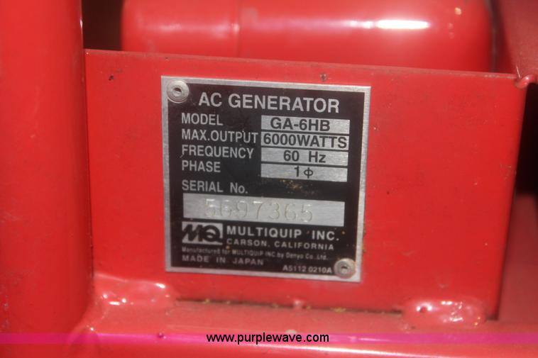 image for item BQ9481 Multiquip GA-6HB generator