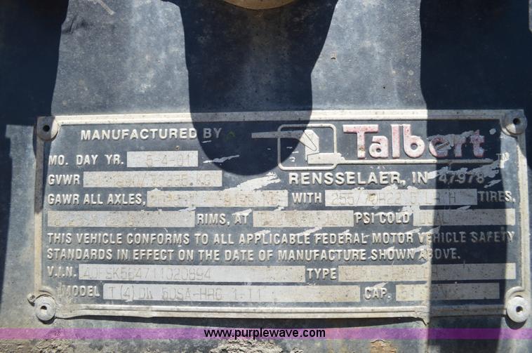 image for item J5762 2001 Talbert lowboy De-Tach equipment trailer