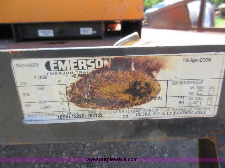 image for item J5924 2006 Emerson utility trailer with air compressor