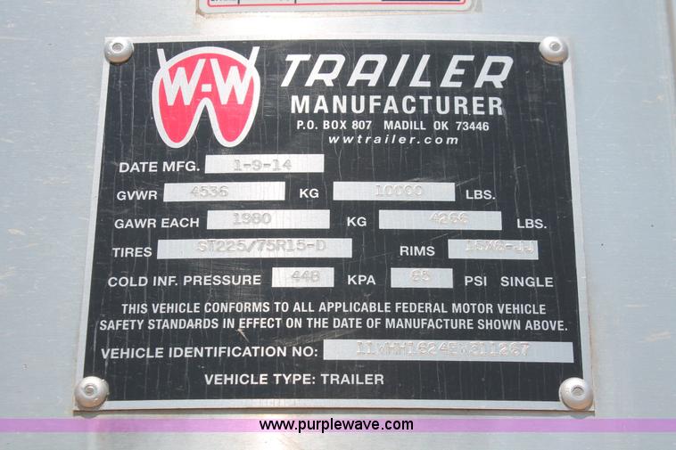 image for item H8192 2014 W-W livestock trailer