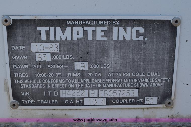 image for item L5768 1984 Timpte Super Hopper double hopper grain trailer