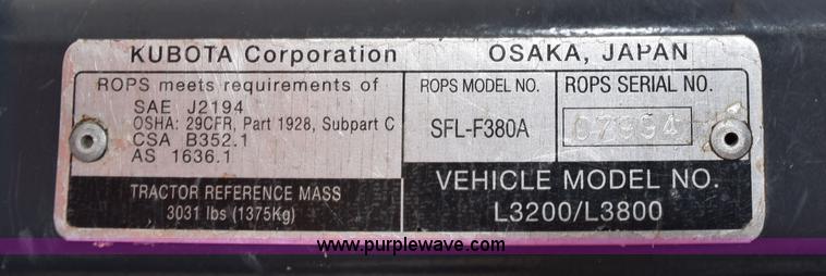 image for item L5786 2014 Kubota L3200D MFWD tractor