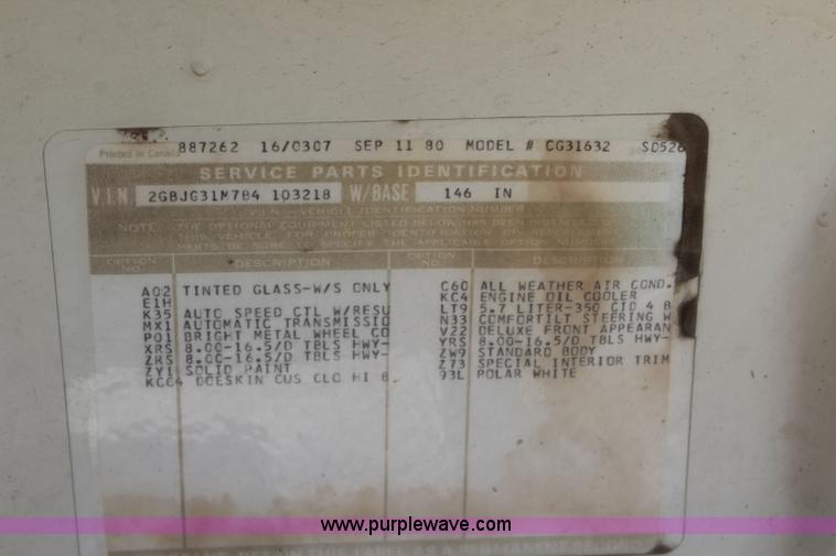 image for item J5831 1981 Chevrolet G30 RV