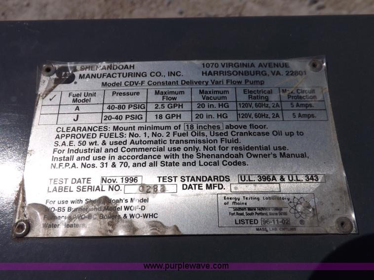 image for item J6875 Shenandoah horizontal multi oil furnace