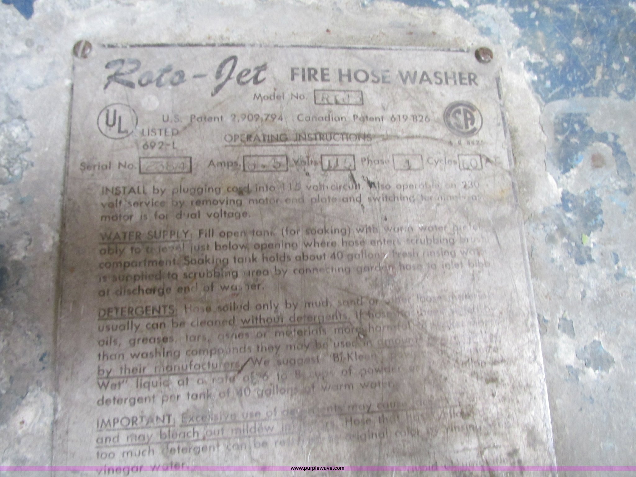 The Circul-Air Corporation Roto-Jet RTJ3 fire hose washer in Gladstone ...