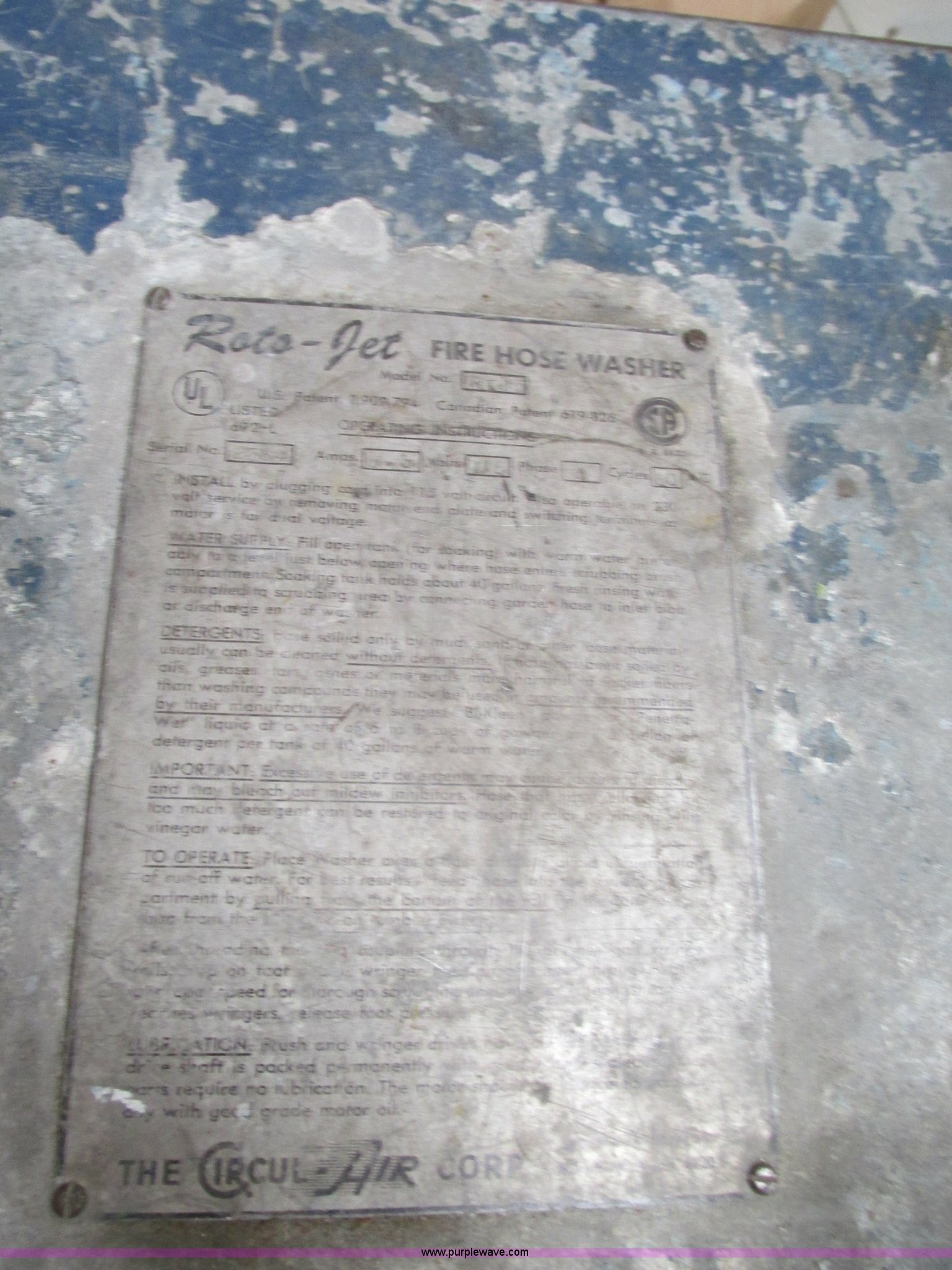 The Circul-Air Corporation Roto-Jet RTJ3 fire hose washer in Gladstone ...