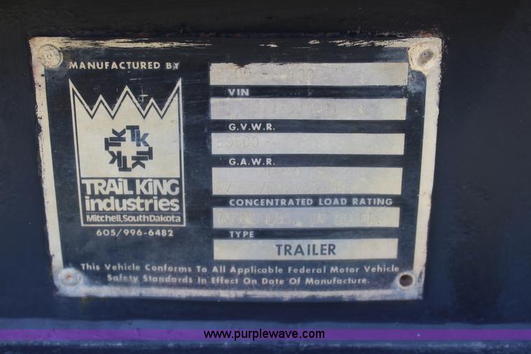 image for item J5827 1988 Trail King equipment trailer