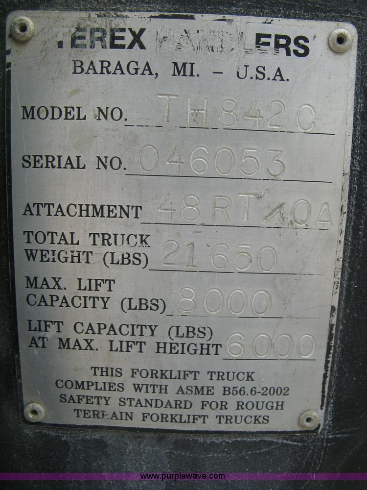 image for item K8746 2004 Terex TH842C telehandler