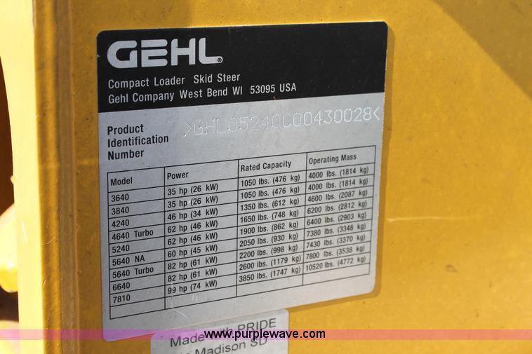image for item L4392 2008 Gehl 5240 skid steer