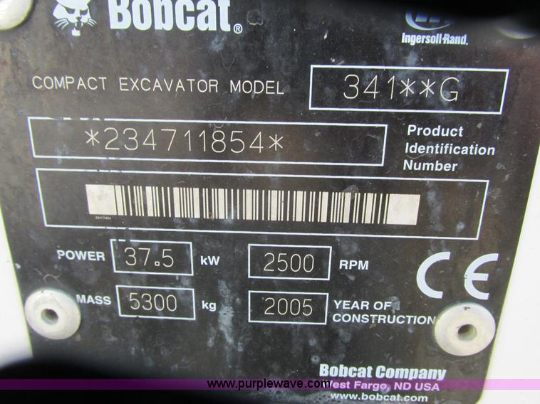 image for item K6528 2005 Bobcat 341G compact excavator