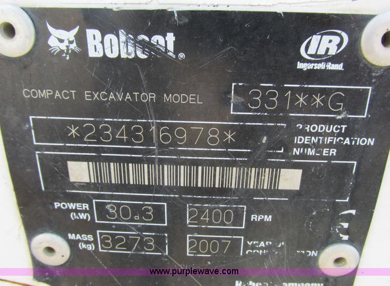 image for item K6529 2007 Bobcat 331G compact excavator