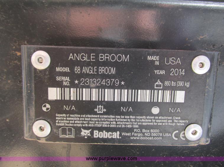 image for item K6543 2014 Bobcat 68 skid steer angle broom
