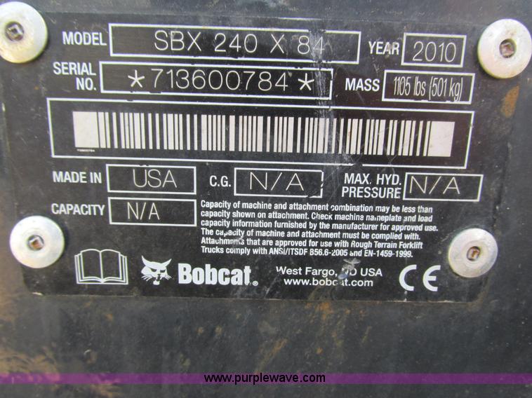 image for item K6574 2010 Bobcat SBX240-84 snow blower