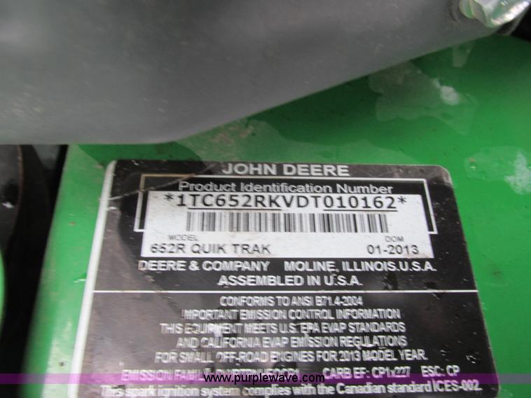 image for item K6583 2013 John Deere 652R Quik Trak lawn mower