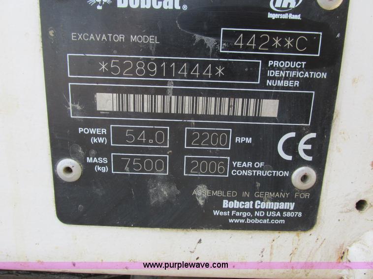 image for item K6591 2006 Bobcat 442C compact excavator