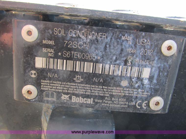 image for item K6606 2012 Bobcat 72SCH soil conditioner skid steer attachment