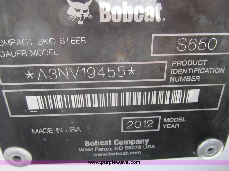 image for item K6609 2012 Bobcat S650 skid steer