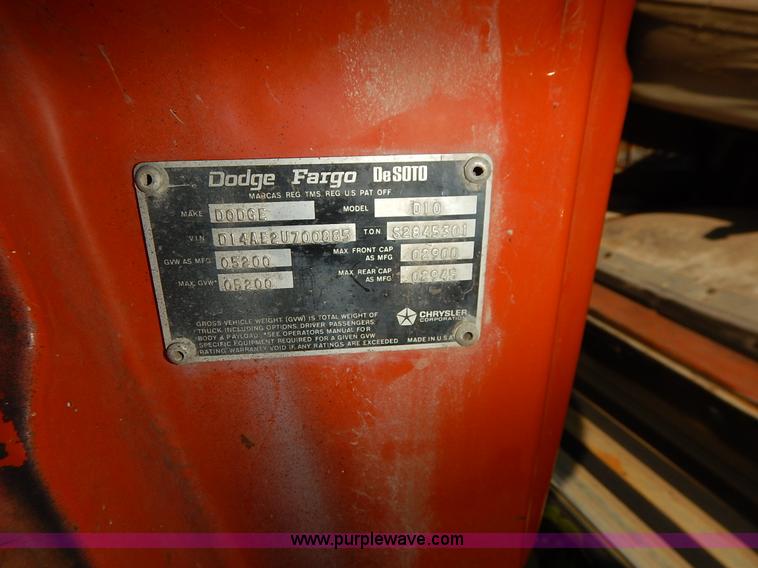 image for item J3605 1972 Dodge D10 Adventurer pickup truck