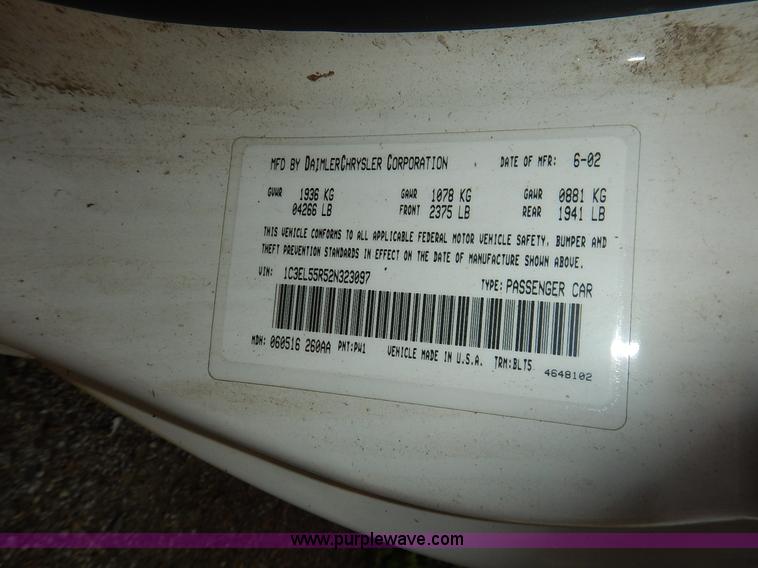 image for item J3615 2002 Chrysler Sebring LXi convertible