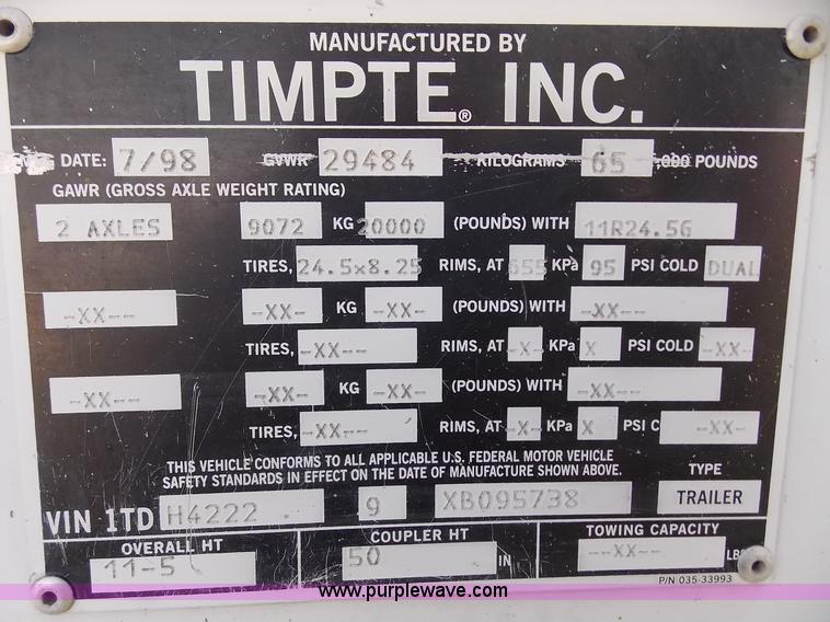 image for item J2704 1999 Timpte double hopper grain trailer