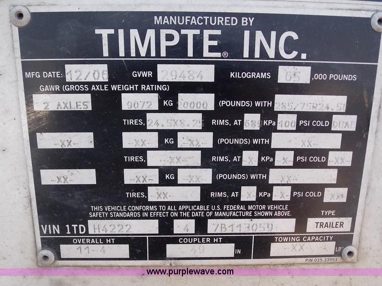 image for item J2705 2007 Timpte double hopper grain trailer
