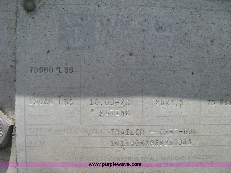 image for item K8721 2003 Wilson DWBT-600 belt trailer