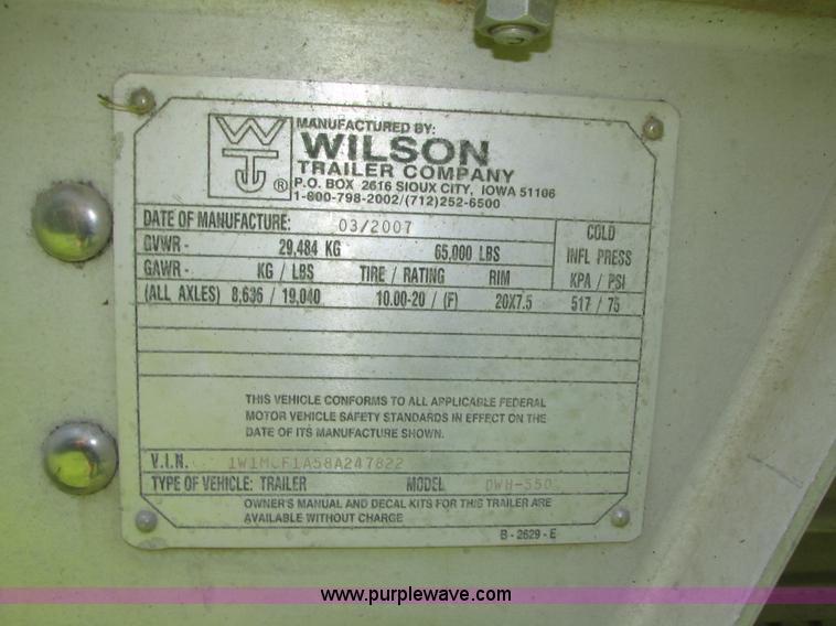 image for item H4537 2008 Wilson DWH-550 double hopper grain trailer