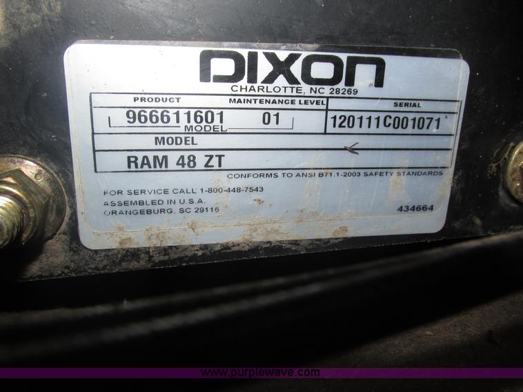 image for item H1208 2011 Dixon Ram 48ZT ZTR lawn mower