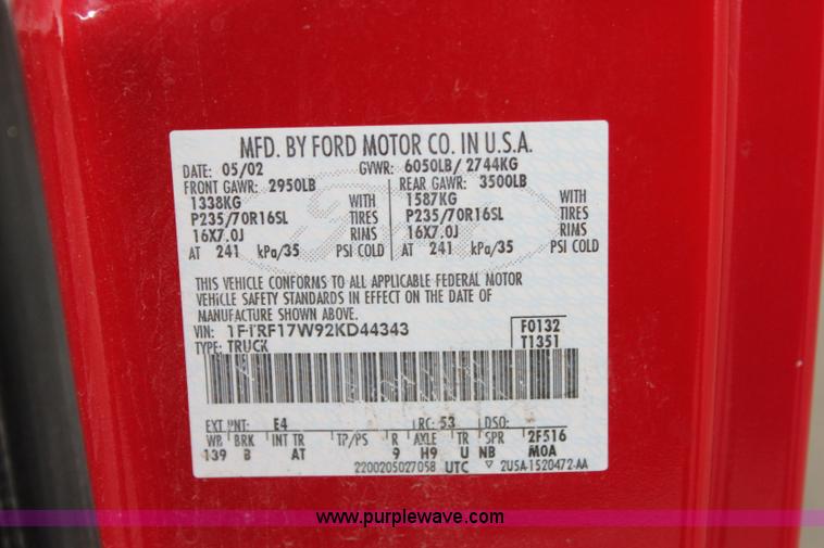 image for item J3686 2002 Ford F150 pickup truck