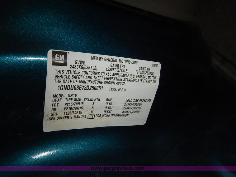 image for item J6471 2002 Chevrolet Venture van