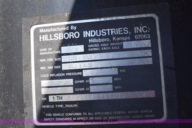 image for item J7767 1989 Hillsboro equipment trailer