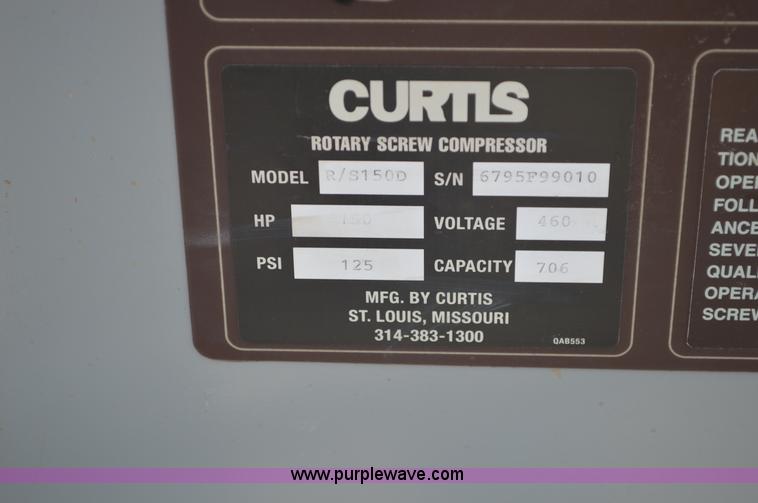 image for item J8581 Curtis R/S150D rotary screw air compressor