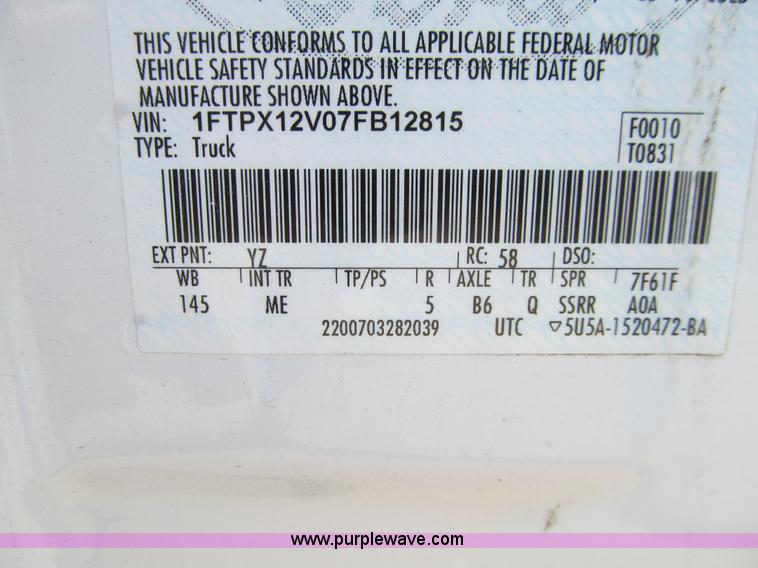 image for item K6317 2007 Ford F150 XLT SuperCab pickup truck