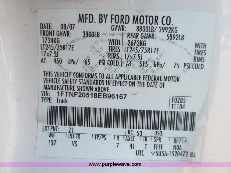 image for item K6319 2008 Ford F250 Super Duty XL pickup truck