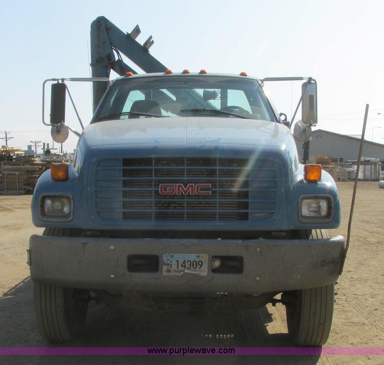 image for item A8854 1998 GMC C7500 flat bed truck with crane