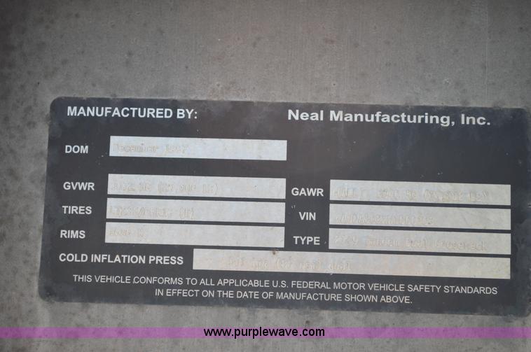 image for item AX9412 1998 Neal Manufacturing equipment trailer