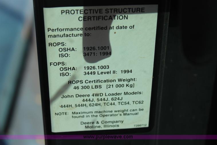 image for item J4472 2007 John Deere 624J wheel loader