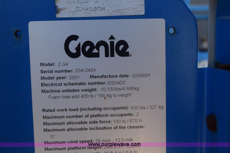 image for item J7768 2001 Genie Z-34/22 boom lift