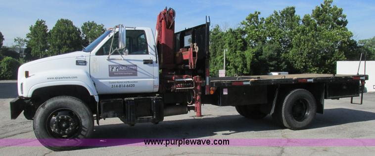 image for item K5094 1997 GMC C7500 flat bed truck with crane