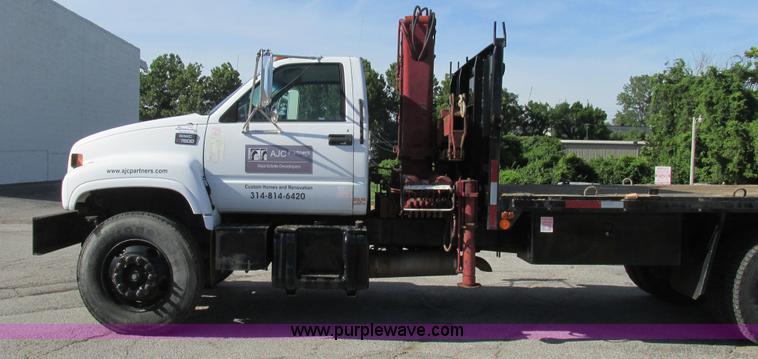 image for item K5094 1997 GMC C7500 flat bed truck with crane