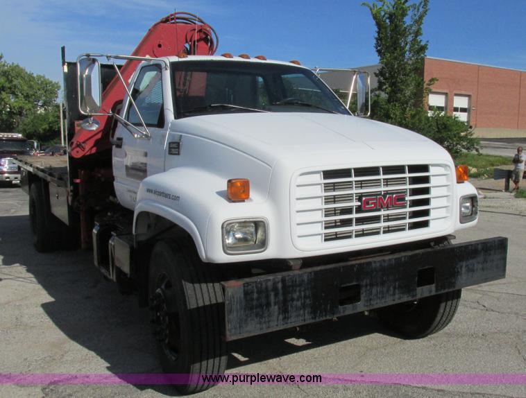 image for item K5094 1997 GMC C7500 flat bed truck with crane
