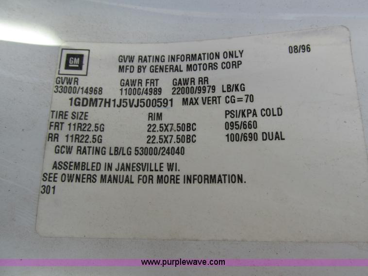 image for item K5094 1997 GMC C7500 flat bed truck with crane