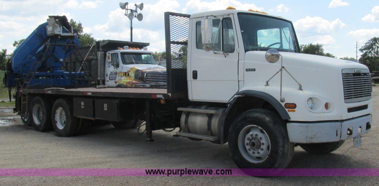 image for item K5108 1999 Freightliner FL112 flatbed truck with crane