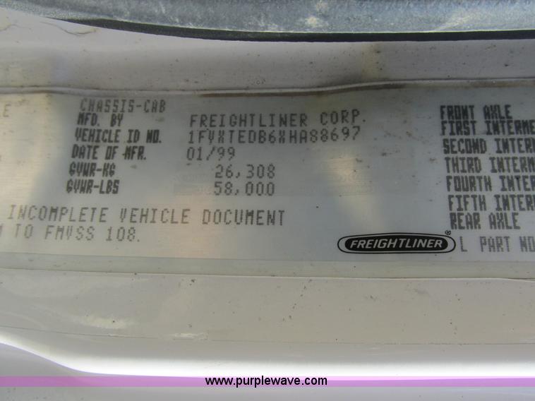 image for item K5108 1999 Freightliner FL112 flatbed truck with crane