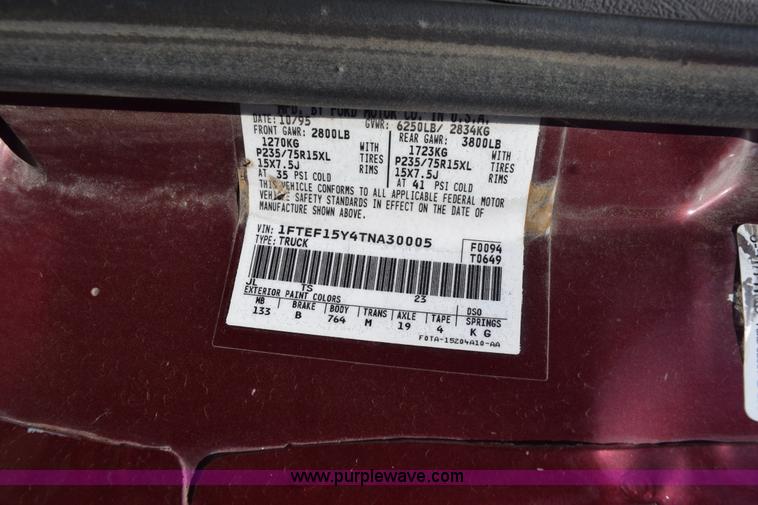 image for item L5883 1996 Ford F150 pickup truck